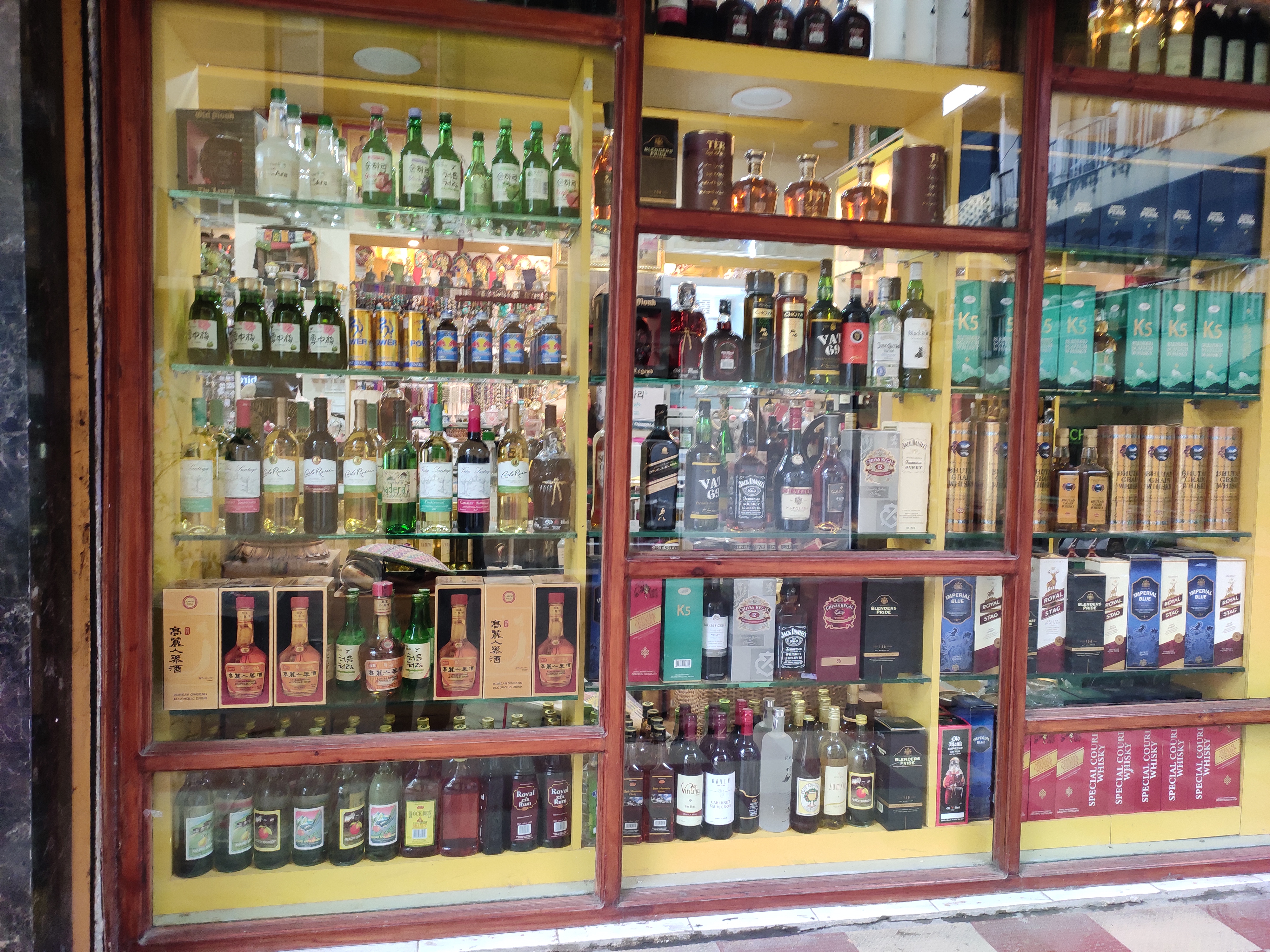 Liquor show case in a super market