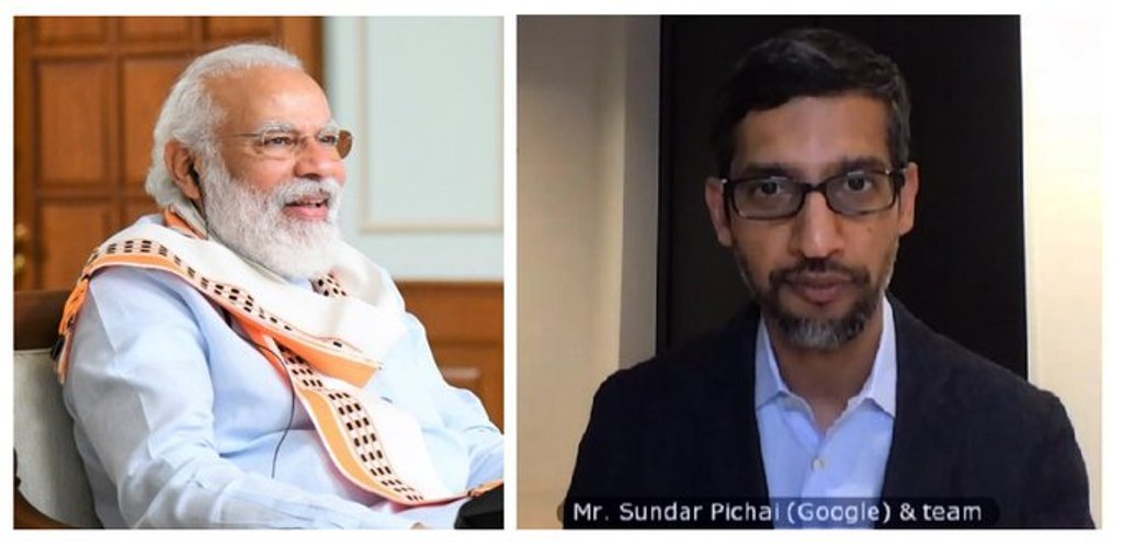 Prime Minister Narendra Modi and Google CEO  Sundar Pichai