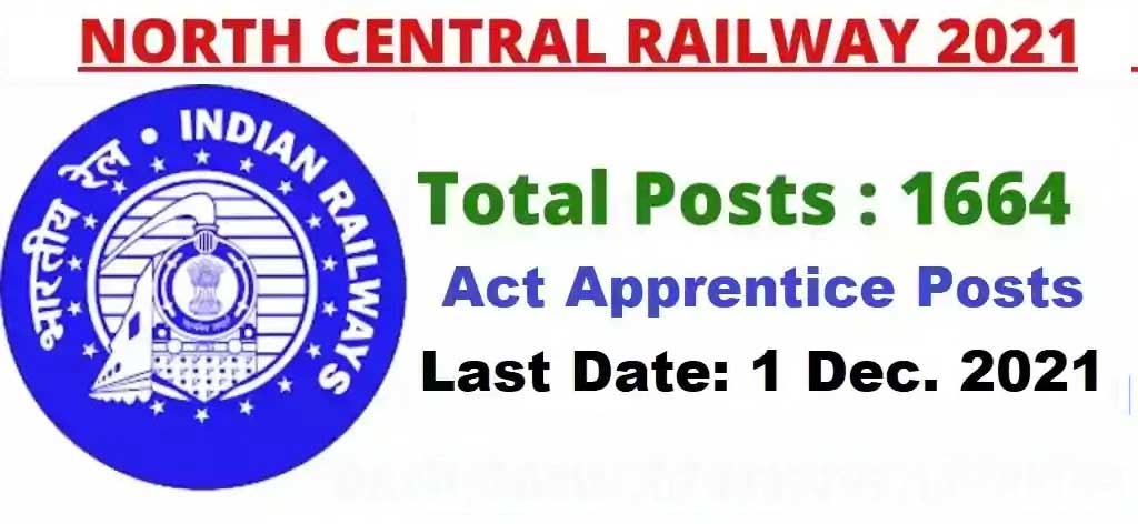 North Central Railway Recruitment 2021: Apply for 1664 Apprentice vacancies