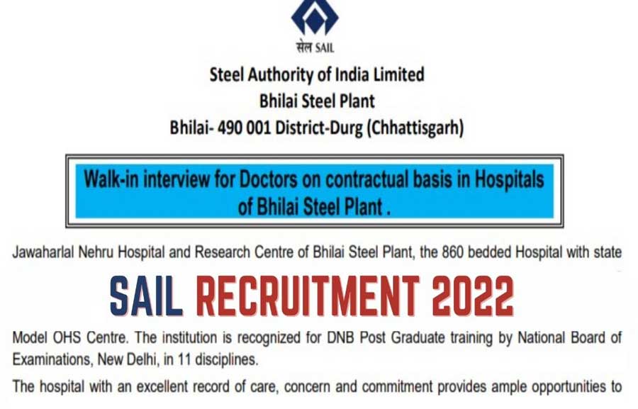 SAIL Recruitment 2022: Applications are invited for vacancies in various posts