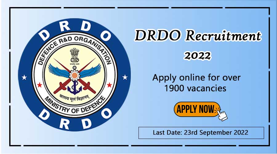 DRDO Recruitment 2022: Apply online for over 1900 vacancies