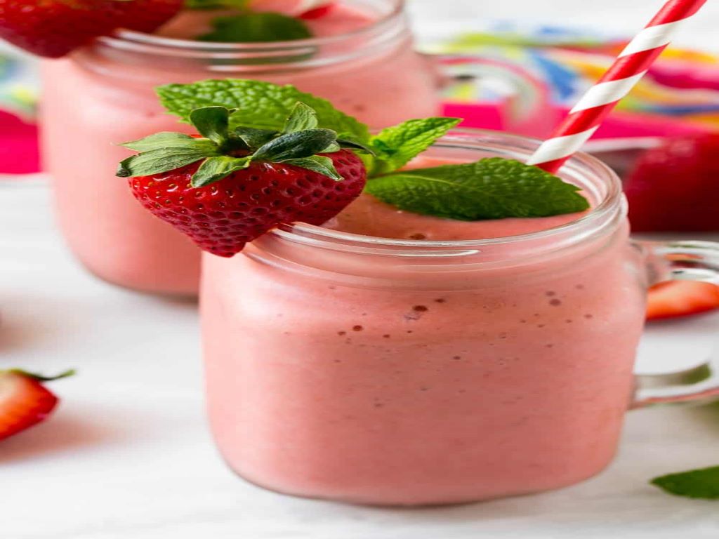 A smoothie commonly has a liquid base, such as fruit juice or milk, yogurt, ice cream or cottage cheese.