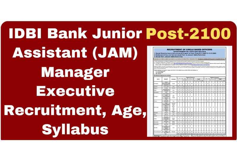 IDBI Recruitment 2023: Apply for 2100 Junior Asst Manager, Executive vacancies