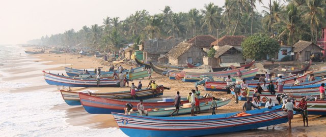 Fishing boats after a catch